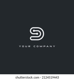 Plantilla de diseño del logotipo minimalista de la letra D de las iniciales.