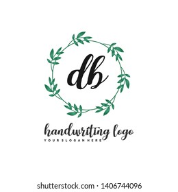 initials letter DB handwriting logo vector template