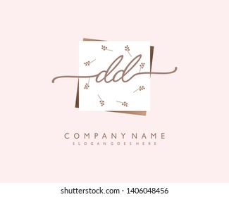 initials letter DD handwriting logo vector template