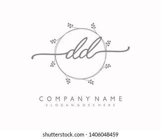 initials letter DD handwriting logo vector template