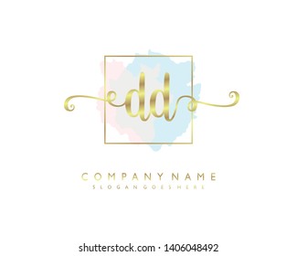 initials letter DD handwriting logo vector template