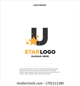 initials letter design logo 'U' with star on white background