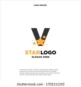 initials letter design logo 'V' with star on white background