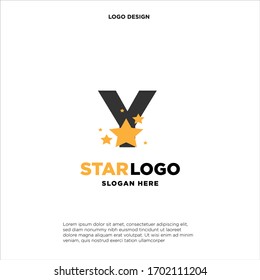 initials letter design logo 'Y' with star on white background