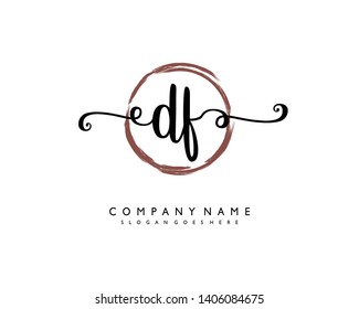 initials letter DF handwriting logo vector template