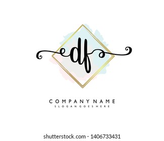 initials letter DF handwriting logo vector template
