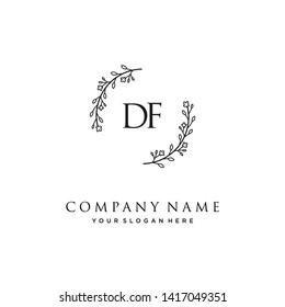initials letter DF handwriting logo vector template