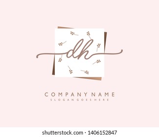 initials letter DH handwriting logo vector template