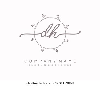 initials letter DH handwriting logo vector template