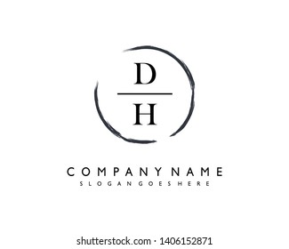 initials letter DH handwriting logo vector template