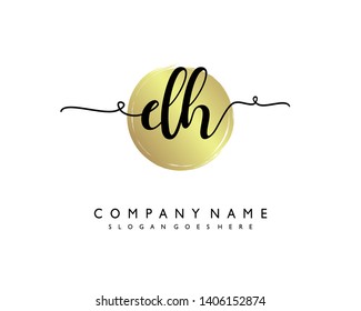 initials letter DH handwriting logo vector template