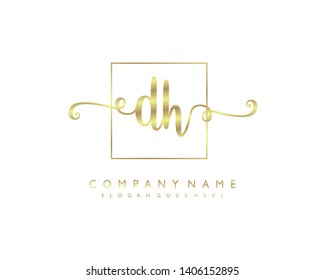 initials letter DH handwriting logo vector template