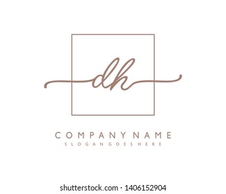initials letter DH handwriting logo vector template