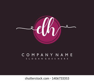 initials letter DH handwriting logo vector template