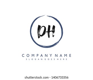 initials letter DH handwriting logo vector template