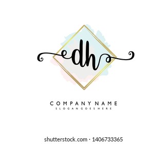 initials letter DH handwriting logo vector template
