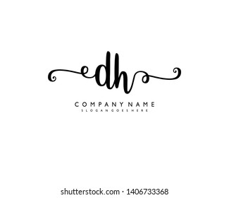 initials letter DH handwriting logo vector template