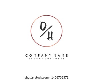 initials letter DH handwriting logo vector template