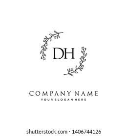 initials letter DH handwriting logo vector template