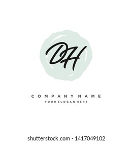 initials letter DH handwriting logo vector template