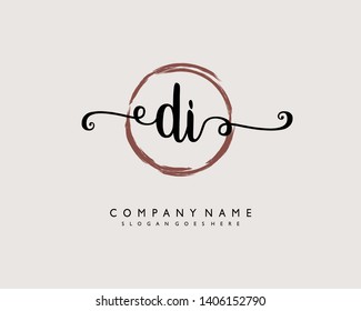 initials letter DI handwriting logo vector template