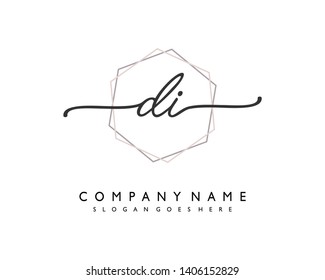 initials letter DI handwriting logo vector template