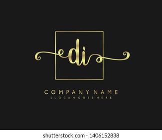 initials letter DI handwriting logo vector template