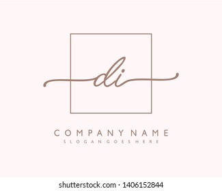 initials letter DI handwriting logo vector template