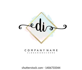 initials letter DI handwriting logo vector template