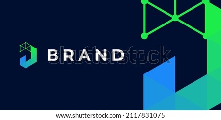 Initials Letter DJ D J Pixel Triangle Polygonal Colorful Connection Technology Geometric Vector Logo Design Stock fotó © 