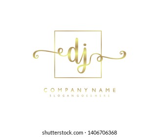 initials letter DJ handwriting logo vector template