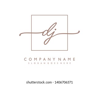 initials letter DJ handwriting logo vector template