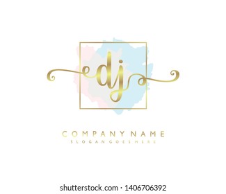initials letter DJ handwriting logo vector template