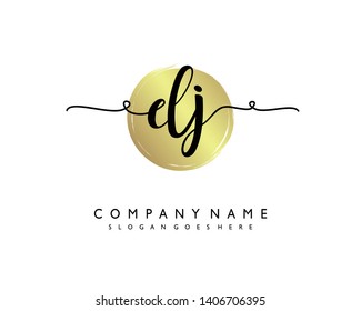 initials letter DJ handwriting logo vector template