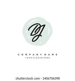 initials letter DJ handwriting logo vector template
