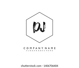 initials letter DJ handwriting logo vector template