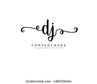 initials letter DJ handwriting logo vector template