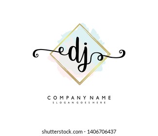 initials letter DJ handwriting logo vector template