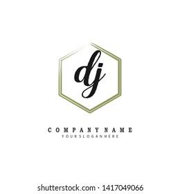 initials letter DJ handwriting logo vector template
