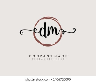 initials letter DM handwriting logo vector template