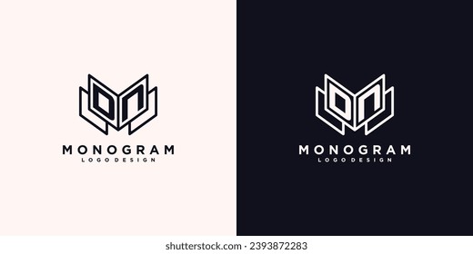 Initials letter DN book study monogram icon line art design vector illustration