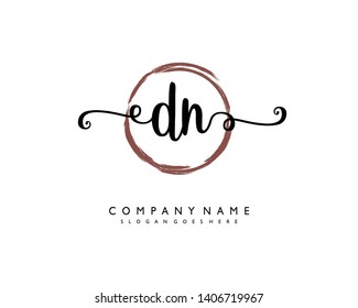 initials letter DN handwriting logo vector template