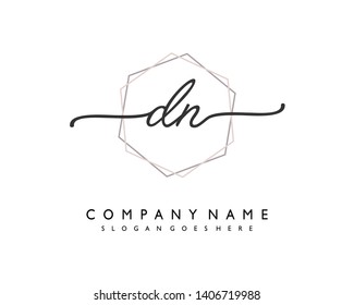 initials letter DN handwriting logo vector template