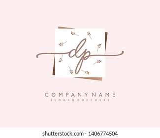 initials letter DP handwriting logo vector template