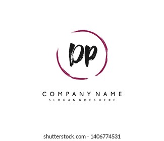 initials letter DP handwriting logo vector template