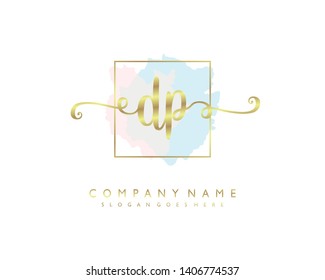 initials letter DP handwriting logo vector template