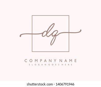 initials letter DQ handwriting logo vector template