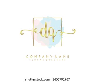 initials letter DQ handwriting logo vector template
