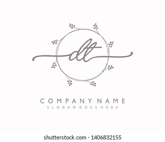 initials letter DT handwriting logo vector template