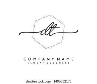 initials letter DT handwriting logo vector template